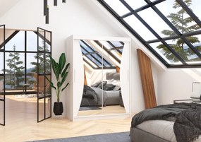 Dulap cu usi glisante si oglinda 150x200 cm, Max, ADRK Furniture (Culoare: Alb)