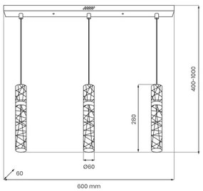 Lustră LED suspendată pe cablu LAGOS, 24W/230V, auriu