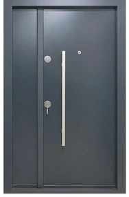 Usa metalica dubla de exterior cu izolatie si vizor Novo Doors NDS1400, Din compozit, 2 yale, Kit complet, Pentru case (Culoare: Gri Antracit, Sens
