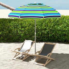 Outsunny Sombrilla de Plajă Ø178x205 cm cu Inclinare 45° Înălțime Reglabilă Anti-UV Impermeabilă și Geantă de Transport Multicolor | Aosom Romania