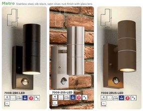 Aplica perete exterior Up and Down cu senzor de miscare Metro, maro ruginiu