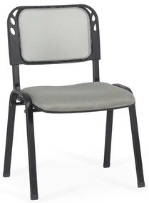 Scaun conferință gri cu șezut ergonomic buretat si spătar mesh ventilat și cadru metalic HRC 600