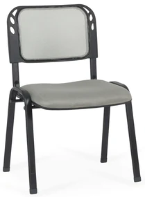 Scaun conferință gri cu șezut ergonomic buretat si spătar mesh ventilat și cadru metalic HRC 600