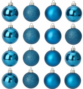 Globuri de Crăciun din sticlă Ø 8 cm, 16 buc., albastre