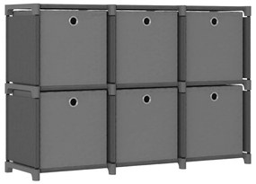 vidaXL Raft expunere, 6 cuburi + cutii, gri, 103x30x72,5 cm, textil
