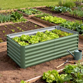 Outsunny Pat de grădină ridicat din oțel galvanizat, cu fund deschis, 180 x 90 x 57,5 cm, verde deschis | Aosom Romania