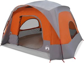 vidaXL Cort de camping pentru 6 persoane, gri/portocaliu, impermeabil