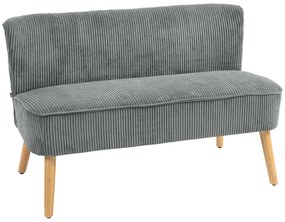 HOMCOM Canapea 2 Locuri Tapițată, Lemn, Poliester Catifelat, Spumă, 117 x 56,5 x 77 cm, Gri | Aosom Romania
