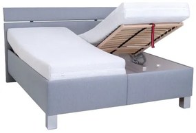 Pat tapițat ALIS, 180 x 200 cm, cu saltea inclusă și spațiu de depozitare, gri deschis