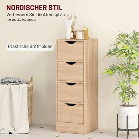 HOMCOM Dulap de Baie Compact cu 4 Sertare și Mânere Sculpatate, Stil Nordic | Aosom Romania