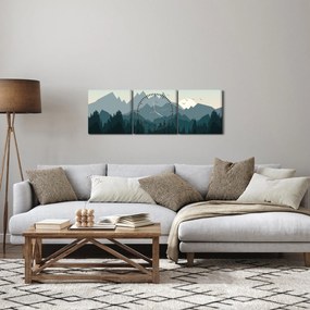 Tablou - Munții cu privirea graficeanului (cu ceas) (90x30 cm)