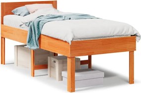 vidaXL Cadru pat fără saltea, maro ceruit, 75x190 cm, lemn masiv pin