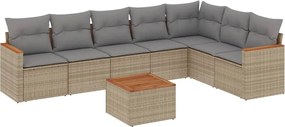 vidaXL Set canapele de grădină, 8 piese, cu perne, bej, poliratan