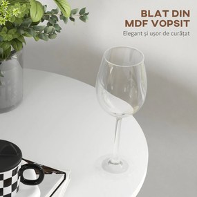 HOMCOM Masă de Bar Înaltă, Masă Modernă Rotundă de Dining cu Blat Vopsit și Bază din Oțel, Masă Bistro pentru 2 Persoane, Alb | Aosom Romania