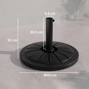 Outsunny Suport 13kg din Ciment pentru Umbrelă Soare, Bază Rotundă Rezistentă 48mm, Negru | Aosom Romania