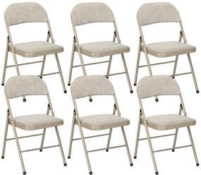 HOMCOM Set de 6 Scaune Pliabile din Metal, Scaune Pliabile din Interior cu Șezut Tapițat din Piele PU și Spătar Deschis | Aosom Romania
