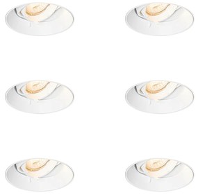 Set de 6 spoturi încastrate moderne albe GU10 rotunde fără ramă - Oneon