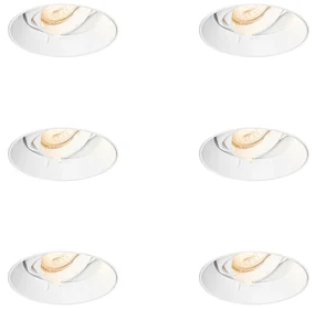 Set de 6 spoturi încastrate moderne albe GU10 rotunde fără ramă - Oneon