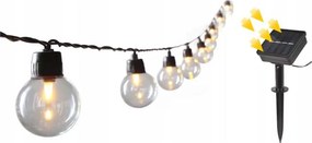 Ghirlandă solară decorativă cu 20 de LED-uri, 8 funcții, 500 mAh, 7,6 m, IP67, alb cald