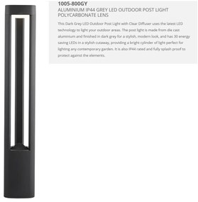 Stalp LED de exterior IP54 Michigan H-80cm 1005-800GY SRT
