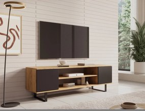 Comodă TV TV Lofter Herringbone cm – 155x40x49 cm – Oak Craft / Negru