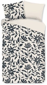 Lenjerie de pat neagră-bej din bumbac pentru pat de o persoană, extinsă 140x220 cm Emilia – Good Morning