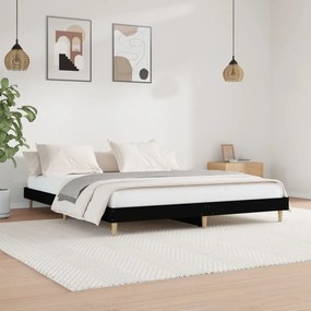 832006 vidaXL Cadru de pat, negru, 200x200 cm, lemn prelucrat