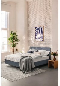 Pat matrimonial albastru tapițat cu somieră 160x200 cm Noira Slim – Bonami Selection
