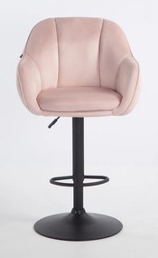HR12055W Scaun Roz Pudra din Catifea cu Bază Neagră