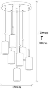 Lustră pe cablu KEM 7xE27/40W/230V