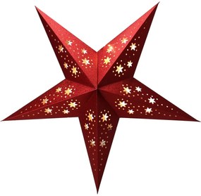 Decorațiune de Crăciun din hârtie cu LED-uri Red star, 10 LED, 60 cm