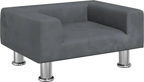 vidaXL Pat de câini, gri închis, 50x40x26,5 cm, catifea