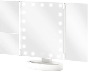 HOMCOM Oglindă Machiaj cu Lumină Mărire 1X/2X/3X Rotație Liberă de 180° 21 LED-uri Comutator Tactil Alb | Aosom Romania