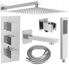 Mexen Cube DR02 set cadă-duș încastrat cu pară de tip ploaie25 cm, Crom - 77503DR0225-00