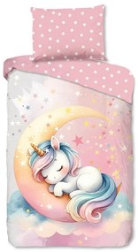 Lenjerie de pat pentru copii roz din bumbac pentru pat de o persoană 140x200 cm Molly – Good Morning