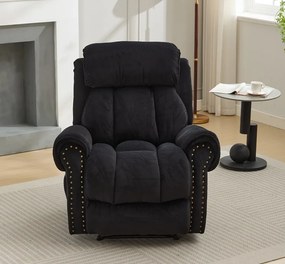 RESIGILAT- Fotoliu Masaj si Incalzire, Recliner, suport picioare extensibil, Textil, Negru