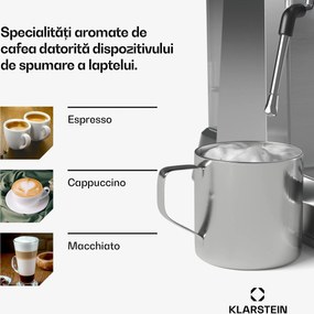 Klarstein Espressor GrandPresso, râșniță de precizie, duză de abur, portafiltru, indicator de presiune, 20 bar.