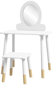 AIYAPLAY Set coafură pentru copii cu taburet, coafură 2 piese pentru copii de la 3 la 6 ani - alb | Aosom Romania