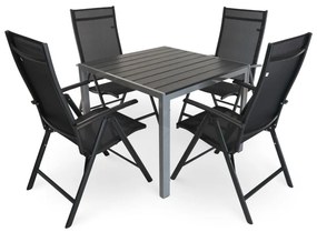 Set de gradina Alvero, patrat - 4 locuri, negru