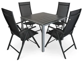 Set de gradina Alvero, patrat - 4 locuri, negru