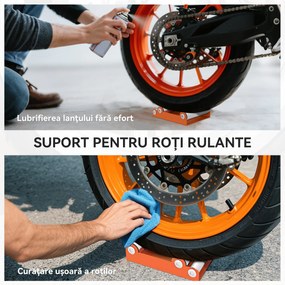 HOMCOM Cadru cu Role pentru Motociclete din Oțel și Aluminiu Portocaliu | Aosom Romania