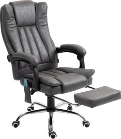 Vinsetto Fotoliu de birou cu funcție de masaj și încălzire, suport pentru picioare, reglabil, până la 120kg, Gri | Aosom Romania