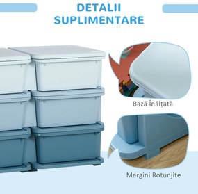 HOMCOM Comodă 6 Sertare pentru Copii cu Margini Rotunjite din PP Albastru | Aosom Romania