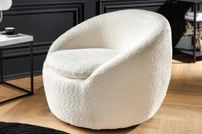 Fotoliu pivotant modern BABYLON, boucle alb