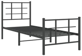 355569 vidaXL Cadru pat metalic cu tăblii de cap/picioare, negru, 75x190 cm