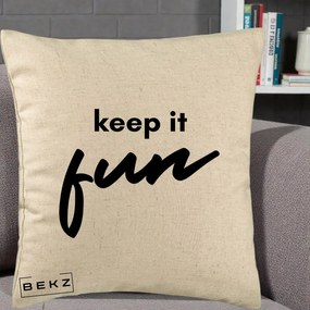 Perna Decorativa Keep It Fun, 40x40 cm, Bej, Husa Detasabila, Perna Inclusa, BEKZ®