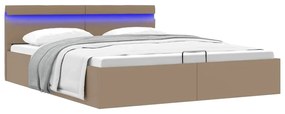 vidaXL Cadru pat hidraulic cu LED cappuccino 180x200cm piele ecologică