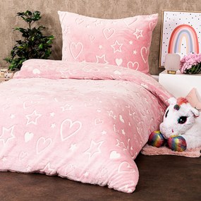 4Home Lenjerie de pat luminoasă din microflanelHeart, 140 x 200 cm, 70 x 90 cm