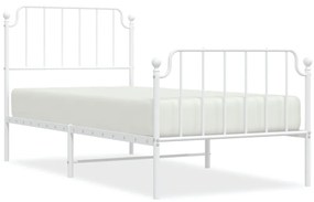 373947 vidaXL Cadru de pat metalic cu tăblie de cap/picioare, alb, 90x200 cm