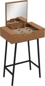 HOMCOM Masă de Machiaj cu Oglindă Pliabilă și 16 Compartimente Lemn și Oțel | Aosom Romania